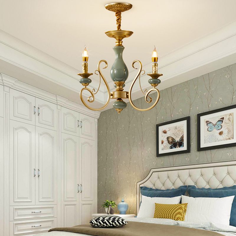 Traditional Style Suspension Pendant Light with Candle Metal Multi Light Pendant