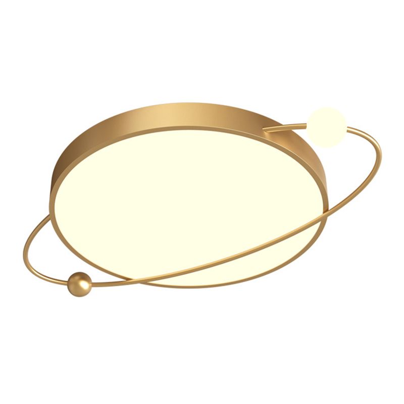 Nordic Metal Flush Mount Light Fixture Saturn Flush Mount Spotlight with White Acrylic Shade for Bedroom