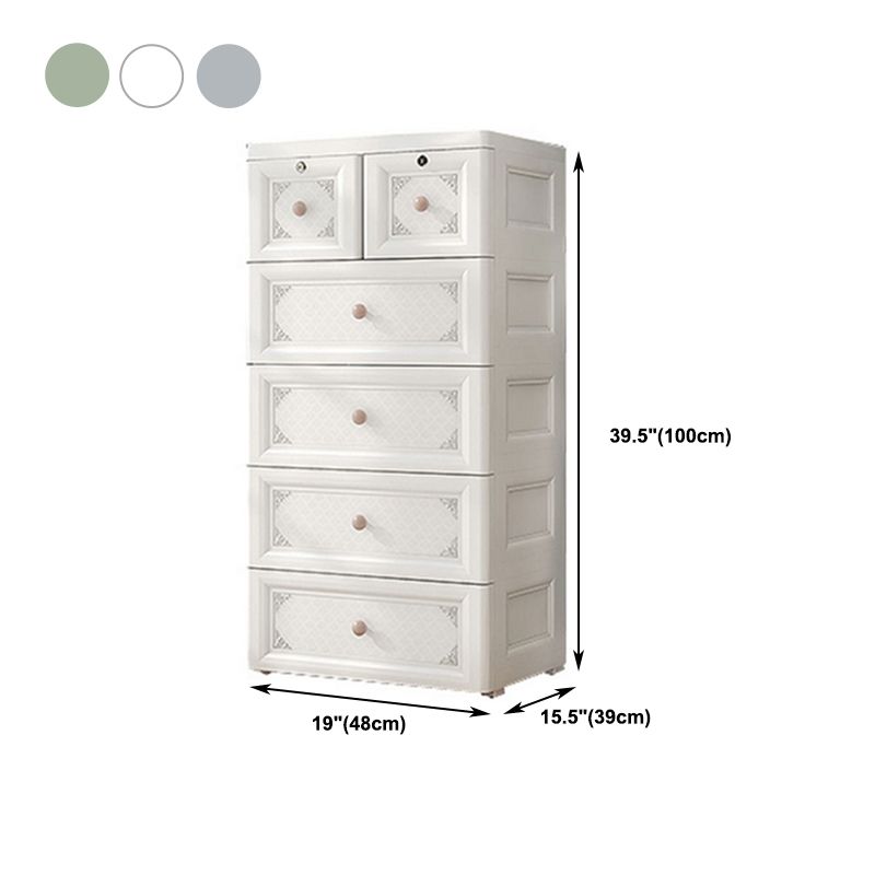 White/Blue/Green Lingerie Chest Contemporary Plastic Chest with Drawers for Bedroom