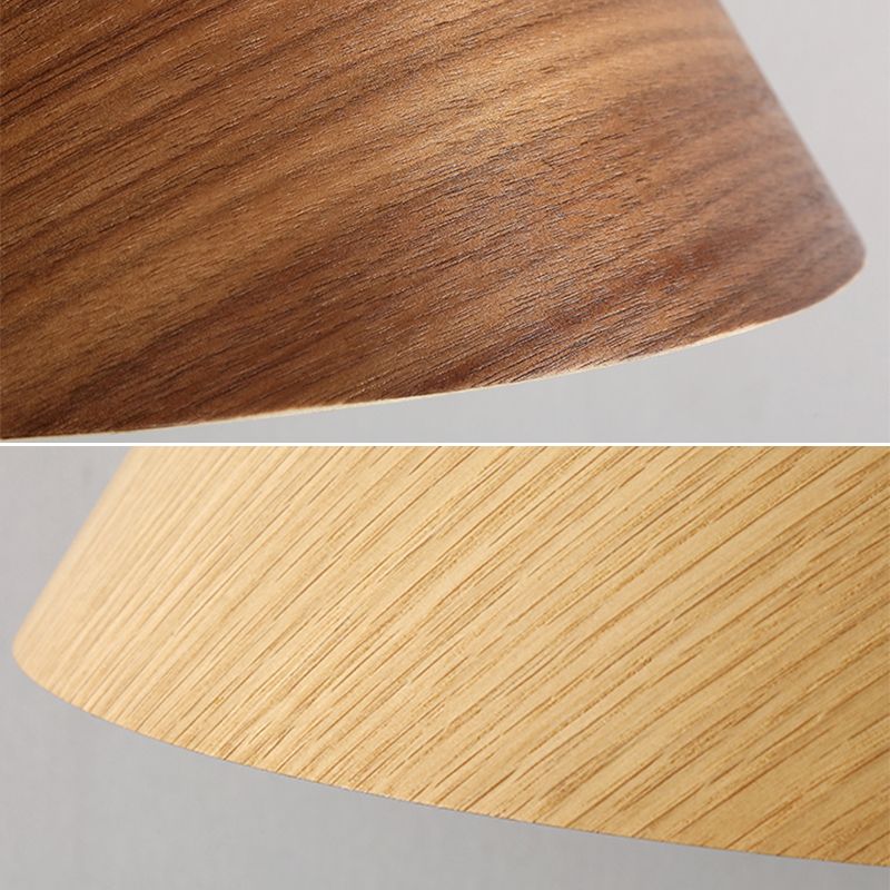 Cone Pendant Light Modern 1-Light Suspension Lamp with Wood Shade for Restaurant