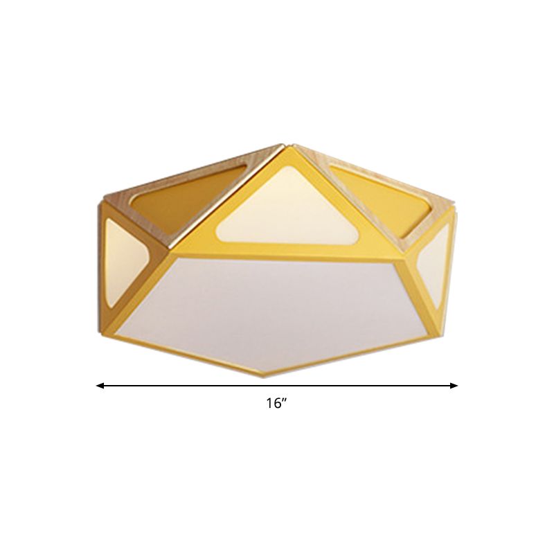 Geometrisch spoellicht Modern acryl wit/roze/geel LED plafond gemonteerd armatuur in warm/wit licht, 16 "/19,5" breed