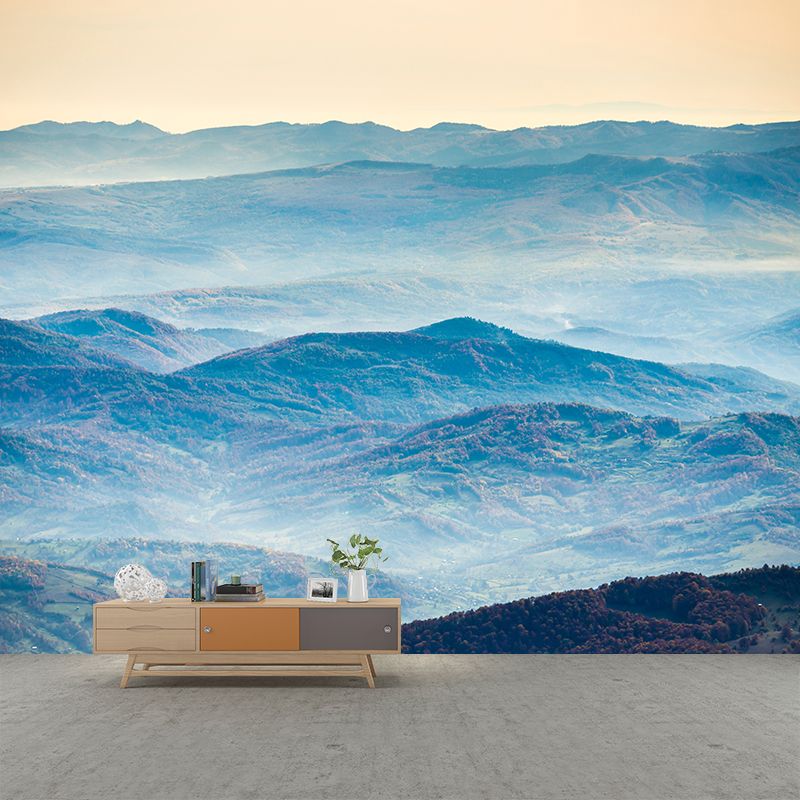 Contemporary Mountains View Wall Mural Soft Color Stain-Proof Wall Art for Guest Room