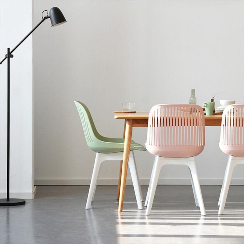 Nordic Style Armless Side Chairs Plastic Chairs with Plastic Legs for Home Use
