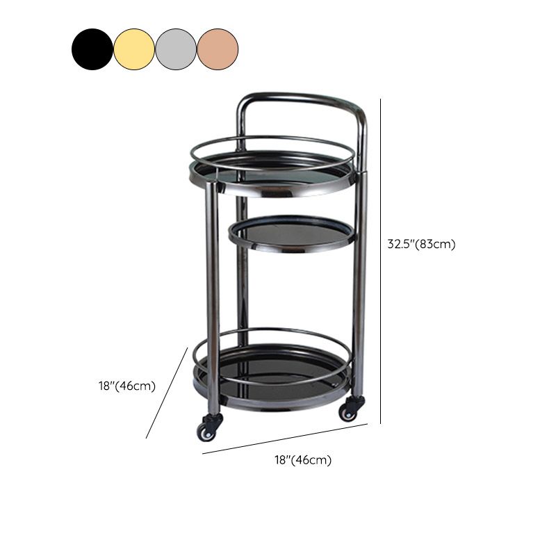 Modern Open Storage Prep Table Round Home Dining Kitchen Trolley