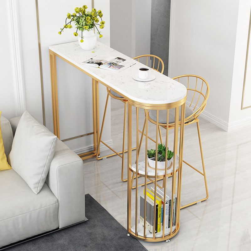 Glam Rectangle Stone Counter Table 1/3 Pieces Bar Table Set for Living Room