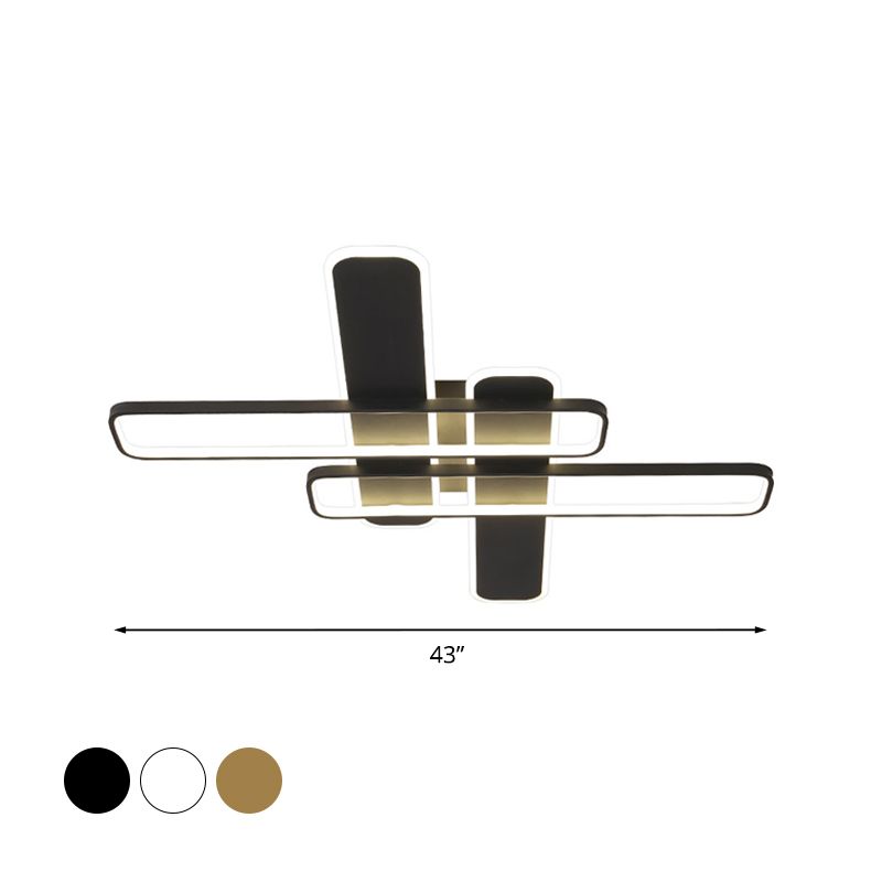 35.5 "/43" W Crossing Rechteck Flushmount Minimal Acryl Wohnzimmer LED Flush Light-Leuchte in Weiß/Schwarz/Gold