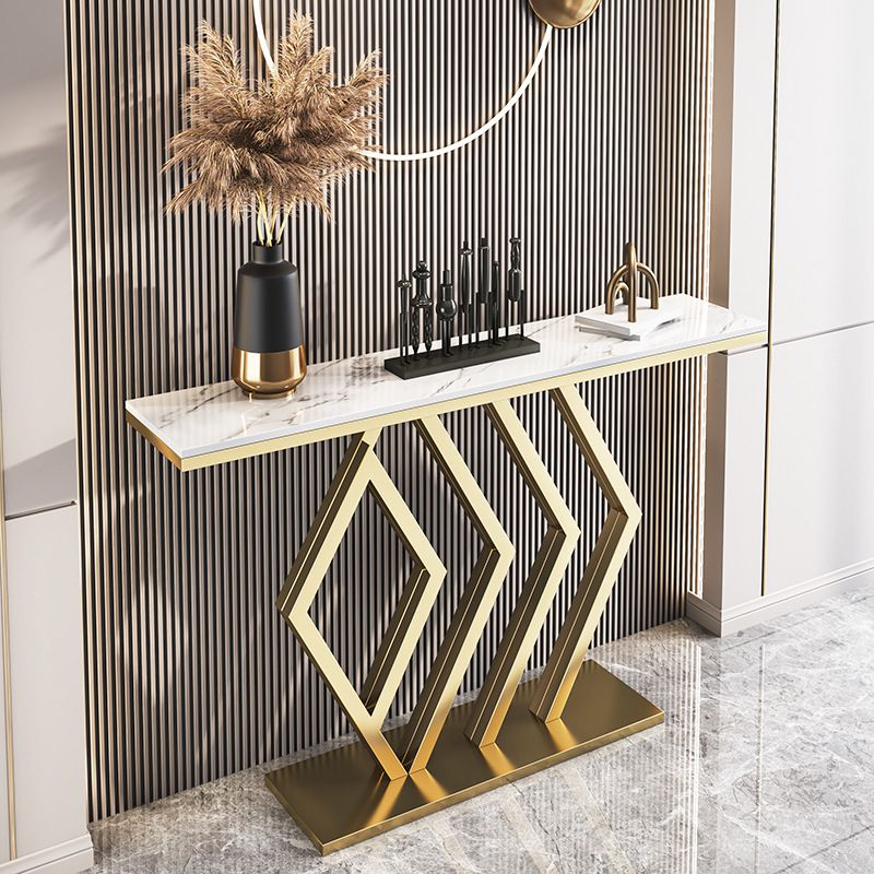 11.81" W Stone Console Table Modern Stain Resistant End Table