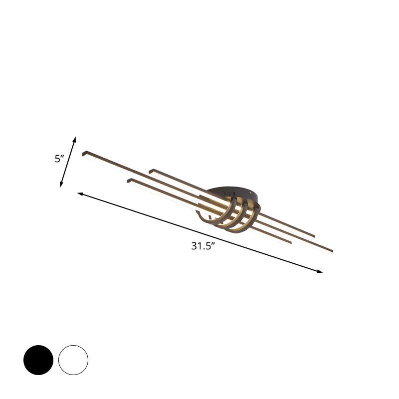 White/Black Slim Linear Flush Light Fixture Simple LED Acrylic Flush Mount Ceiling Lamp over Table