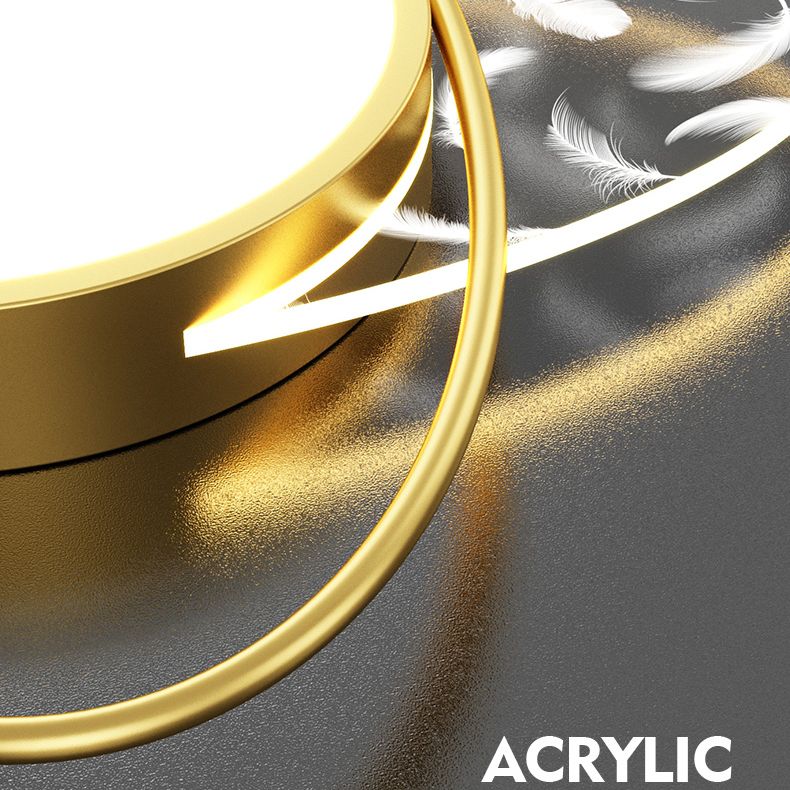 Oval Acrylic LED Semi Flush Ceiling Light in Modern Creative Style Feather Metal Flush Mount for Living Room