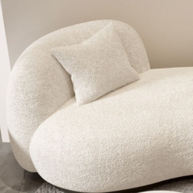 Contemporary White Wool Sofa with Tuxedo Arm and Black Base for Apartment