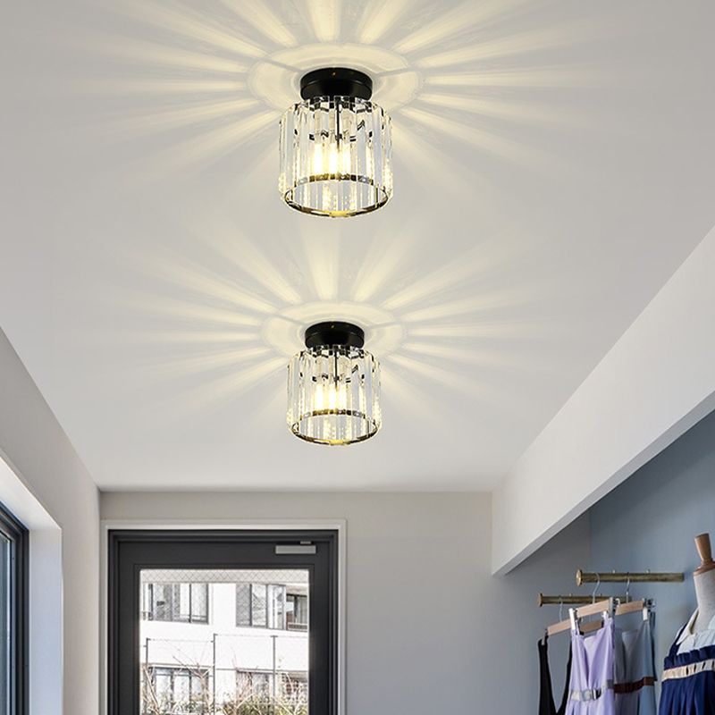 Modern Crystal Ceiling Lamp Geometric Flush Mount Light Fixture for Bedroom
