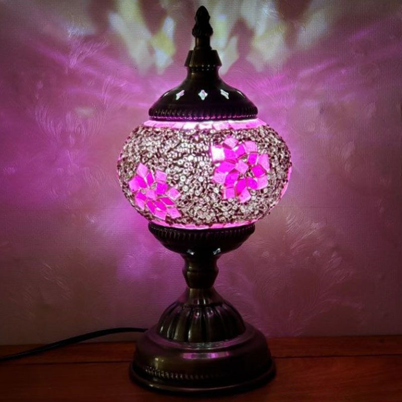 Turkish Oblate Nachttischlampe Single-Bulb-Glasschifftischleuchte für das Restaurant