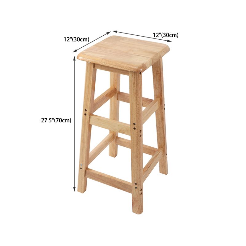 Modern Solid Wood Bar & Counter Stool Square Footrest Counter-height Stool for Shop