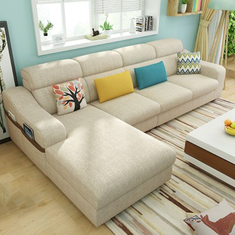 Sloped Arms Sofa Modular L-Shape Furniture Sectionals with Storage