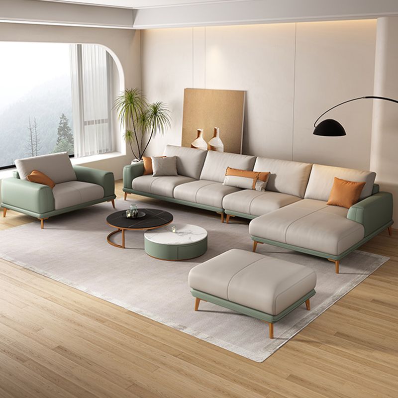 Faux Leather Sectional Sofa Stain-Resistant Sofa with Cushion Back