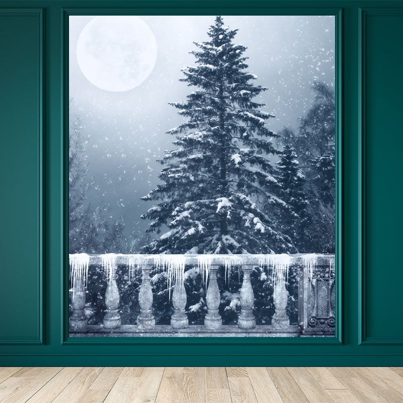 White Balcony and Moon Mural Decal Moistureproofing Modern Bedroom Wall Covering