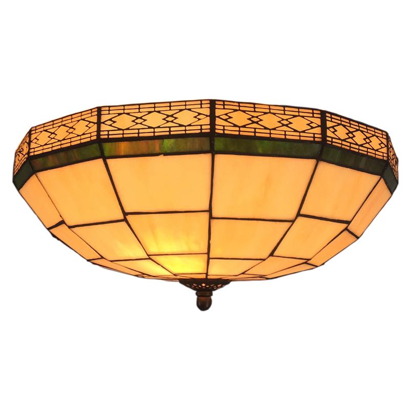 Hemispherical Glass Ceiling Lamp Traditional Style Flush Mount Light for Bedroom