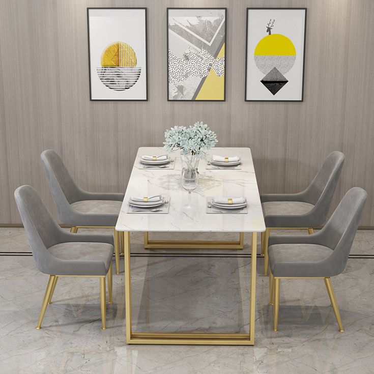 Glam Style 1/2/5 Pieces Dining Set White-gold Table Kitchen Set for Dining Room