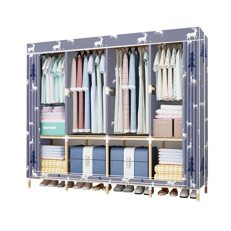 Contemporary Style Wardrobe Armoire Solid Wood Bedroom Wardrobe Closet with Shelves