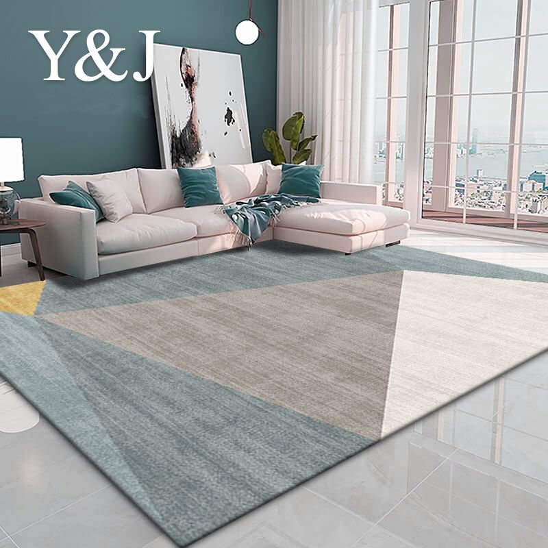 Donkergroene moderne tapijt polyester geometrie tapijt wasbaar tapijt voor woningdecoratie