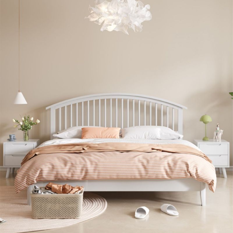 Scandinavian Slat Solid Wood with Headboard Mattress Included Arched Slat Bed