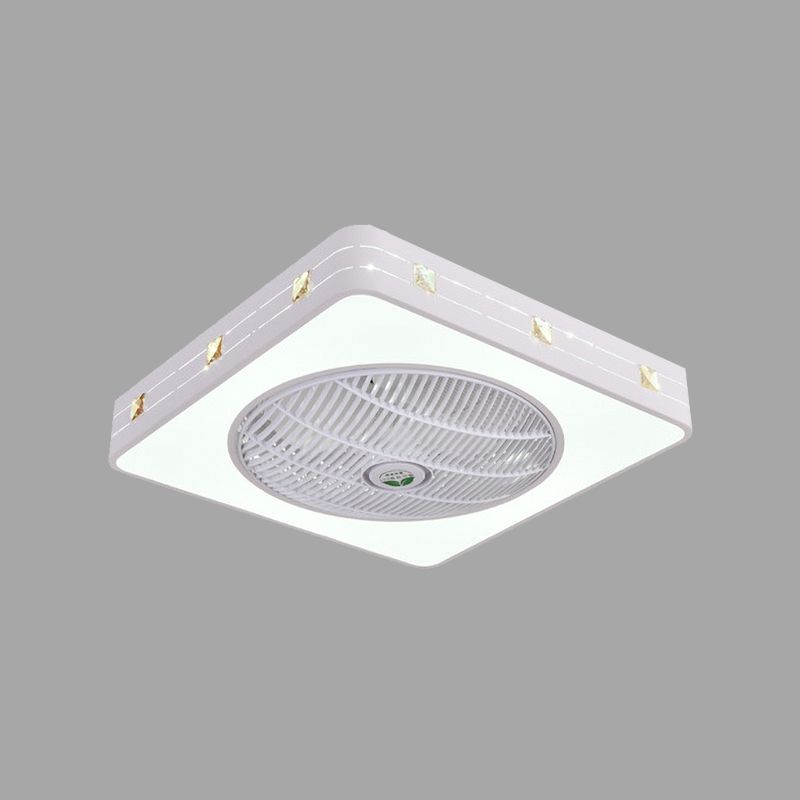 21,5 "" LED de large LED à chasse à chasse plafonnier plafond moderne Métal de métal de la lampe à fans suspendue en blanc, 3 lames