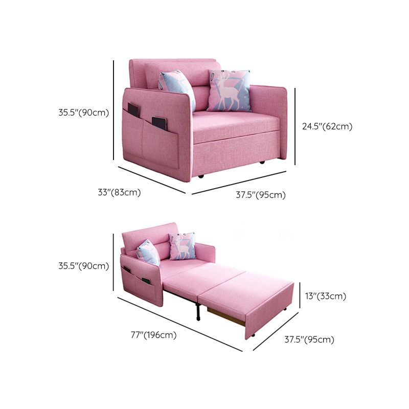 Pink Metal Daybed with Upholstered Contemporary Convertible Kids Bed