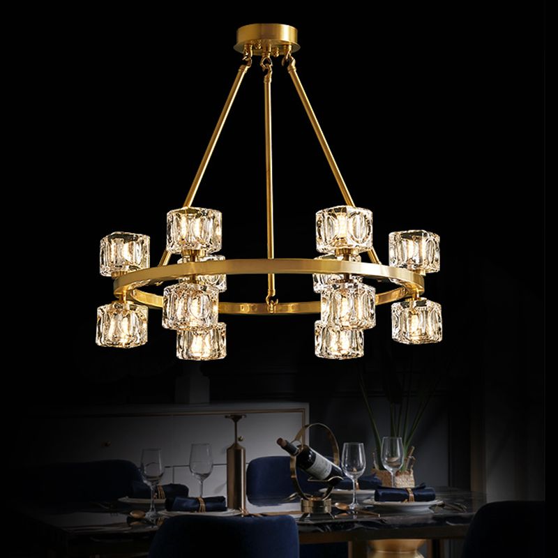 Modern Nordic Pendant Light Crystal Geometric Chandelier for Dining Room