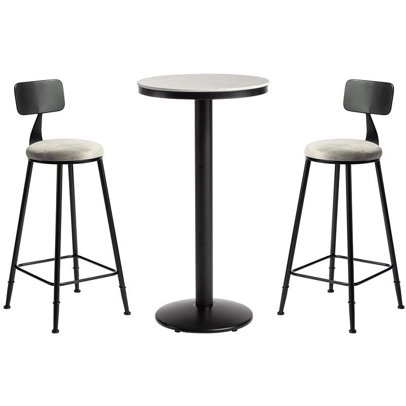 Industrial 1/2/3 Pieces Round Bar Table Set Sintered Stone Bistro Set for Home Use