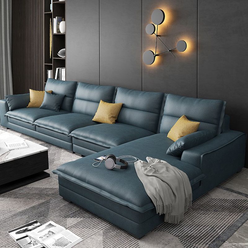 Contemporary Removable Cushions Slipcovered Sofa with Reversible Chaise for Living Room