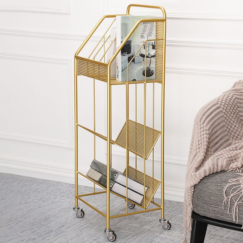 Contemporary Metal Bookcase Standard 3 Shelves Open Back Bookshelf