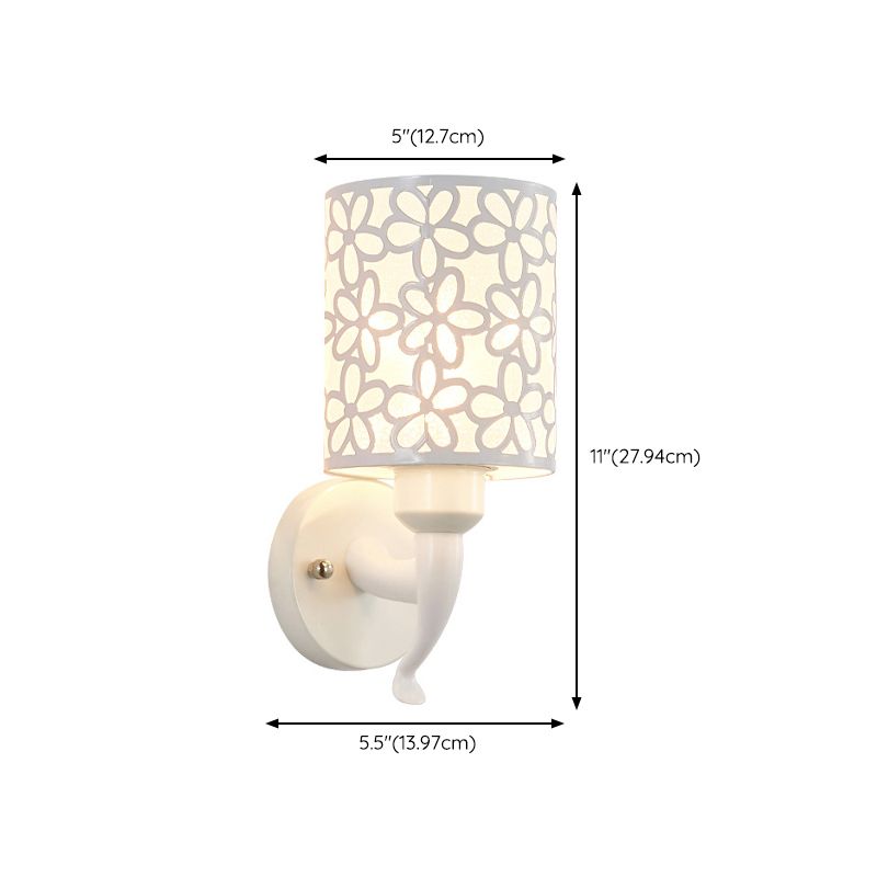 Modernist Wall Sconce Cylinder Metal Sconce Lighting in White for Bedroom