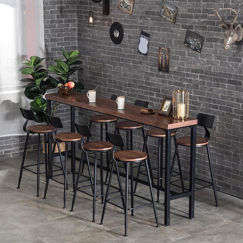 Industrial Bar Table Set 1/4 /9 Pieces Solid Wood Counter Table for Indoor