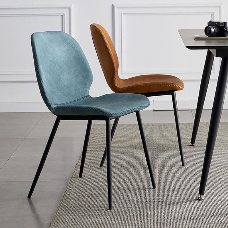 Sillas de comedor de metal contemporáneo, sillas laterales sin brazos con respaldo lateral para cocina
