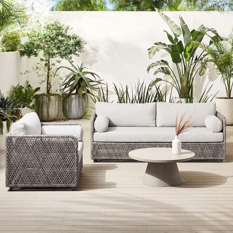 Metal and Rattan Patio Sofa Tropical Style Villa Outdoor Patio Sofa