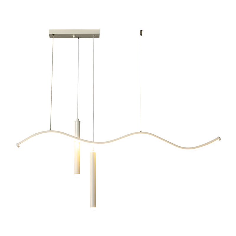 Modern Concise LED Island Light Aluminium Linear Pendant Light with Silicone Shade