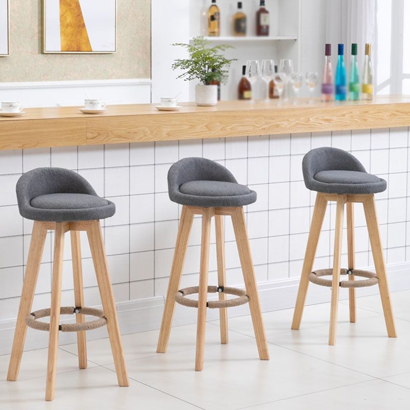 Modern Rotatable Backrest Counter Stool Wood Cafe Bar Stool with Pedal and Cushion