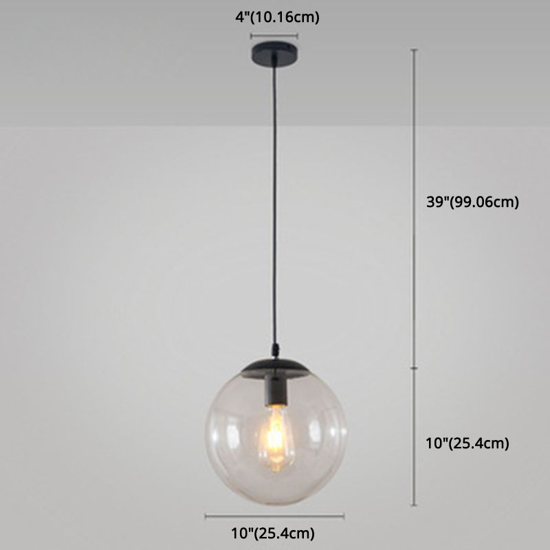 Restaurant Pendant Lighting Fixture Minimalist Style Pendant Ceiling Light with Orb Glass Shade