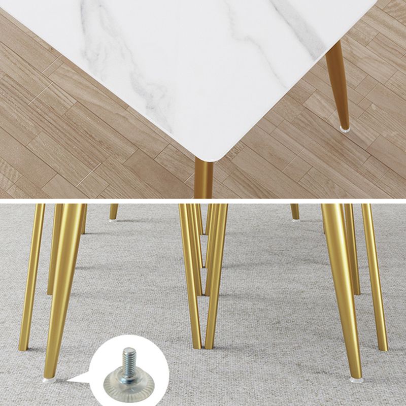 Modern Style White Rectangular Dining Set Kitchen Sintered Stone Dining Set with 4 Legs Table