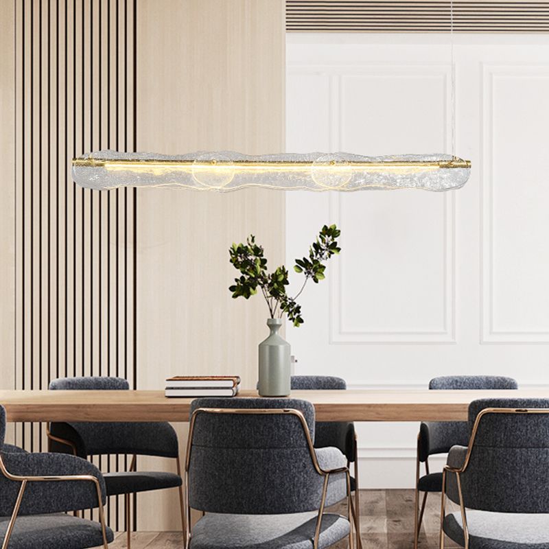 1-leichte Inselbeleuchtung minimaler Stil Linearer Formglasanhänger Beleuchtung