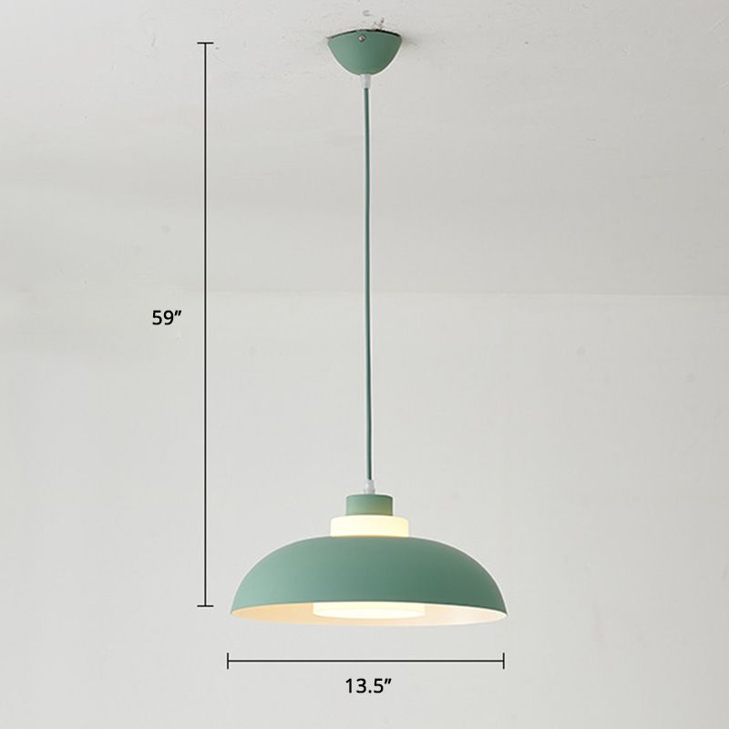 Bol en aluminium plafonnier pendrier léger macaron à la lampe à bulbe unique avec insert de l'ombre acrylique