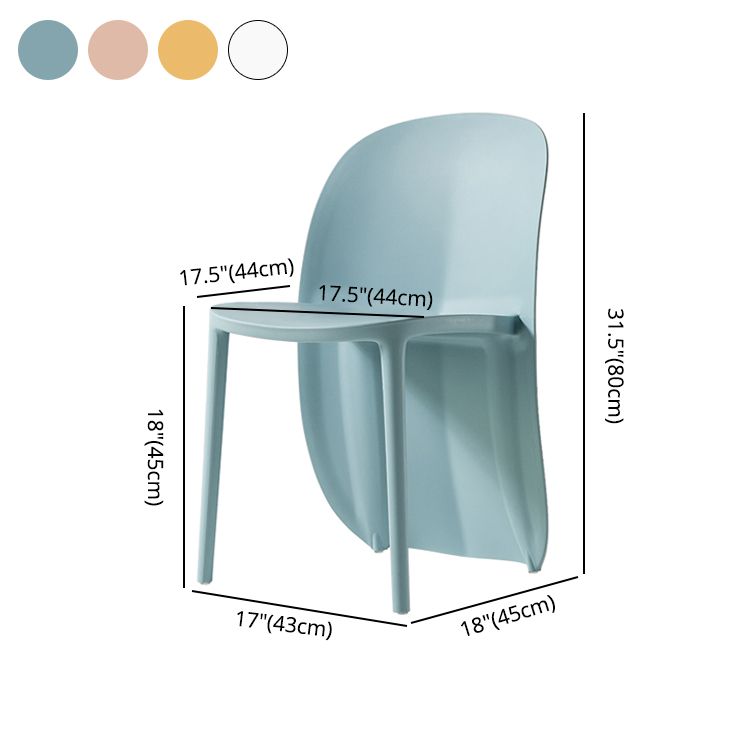 Silla de comedor de plástico de estilo nórdico, sillas laterales sin brazos para cocina (juego de 2)