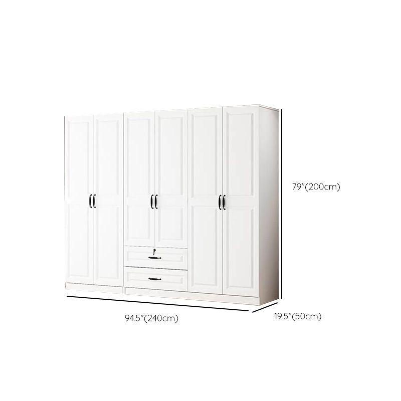 Hinged Wardrobe Cabinet White Wardrobe Armoire with Shelves for Home