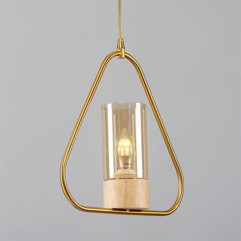 Triangle Drop Pendant Modernism Metal 1 Head Living Room Suspension Light in Gold