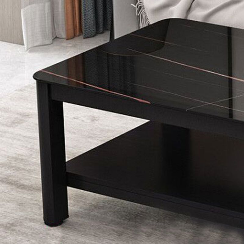 Contemporary Glossy Accent Table Rectangular Coffee Table with Shelf