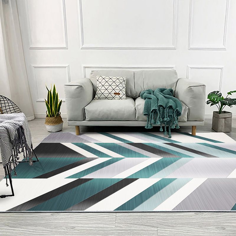 Green Line Carpet Polyester Modern Carpet Stain Resistant Carpet for Living Room