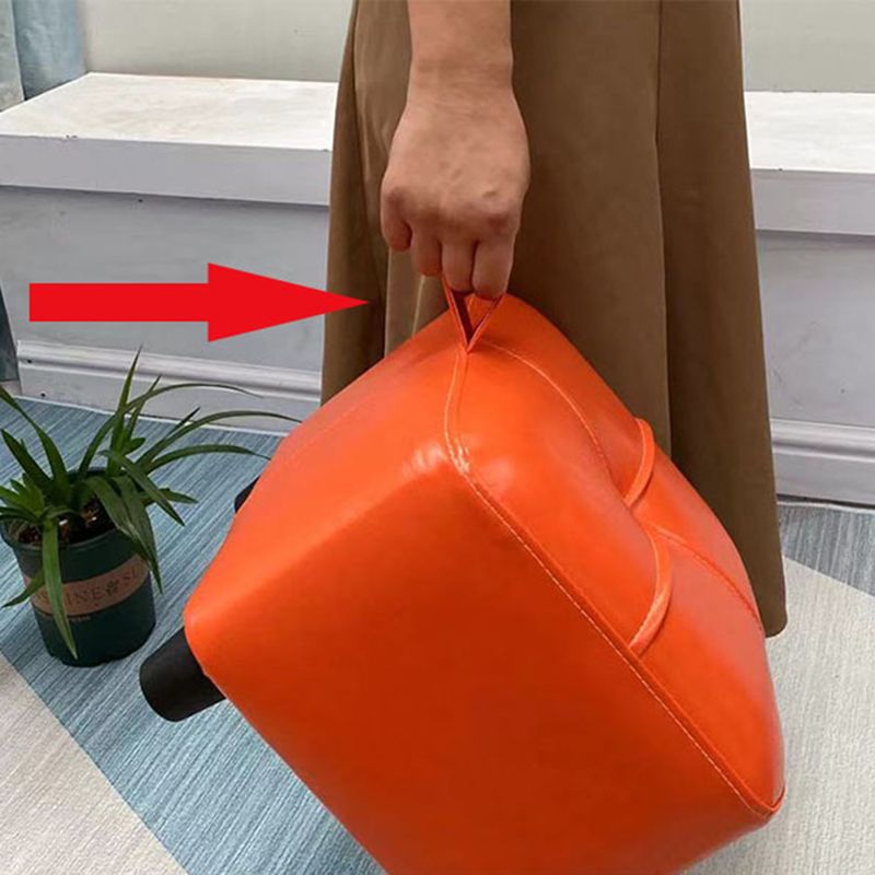 Contemporary PU Leather Pouf Chair Plain Square Tufted Water Resistant Target Pouf