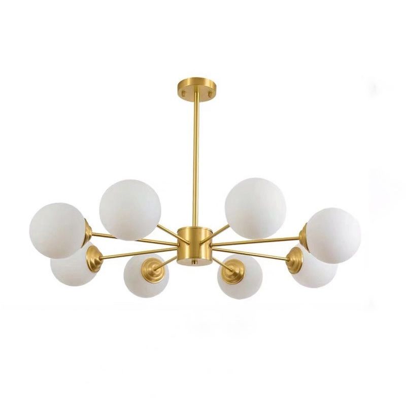 Luz de vidrio de leche múltiples luces colgantes lámpara de lámpara industrial globo colgante de oro en oro