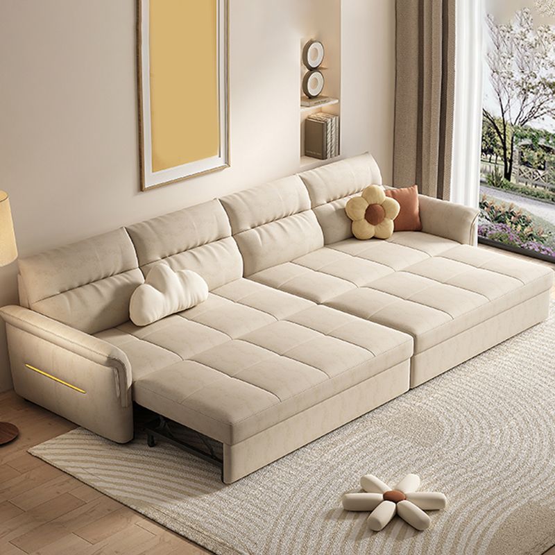 Glam White Futon and Mattress Flared Arms Folding Futon Frame