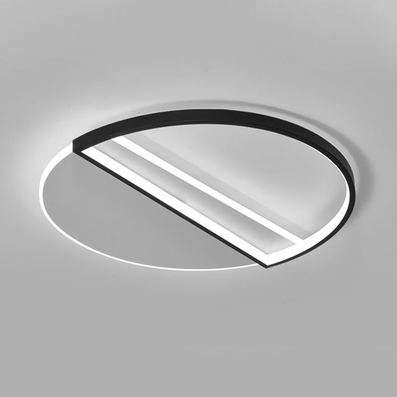 20,5" breite versetzte Halbkreis-Kreativschlafzimmerbeleuchtungskörper-Minimalismus-LED-Deckenleuchte im nordischen Stil in Schwarz